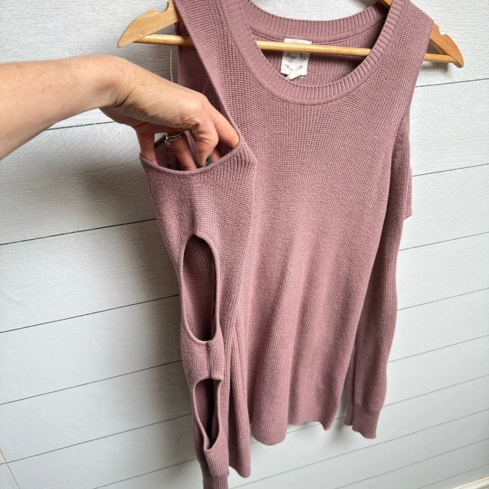Hippie Rose | Mauve Cutout Sleeve Sweater – Soft Edge | Size L